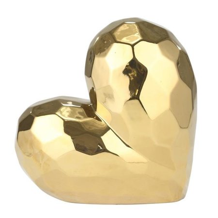 SAGEBROOK HOME Sagebrook Home 13216-01 11.5 in. Ceramic Heart Decor; Gold 13216-01